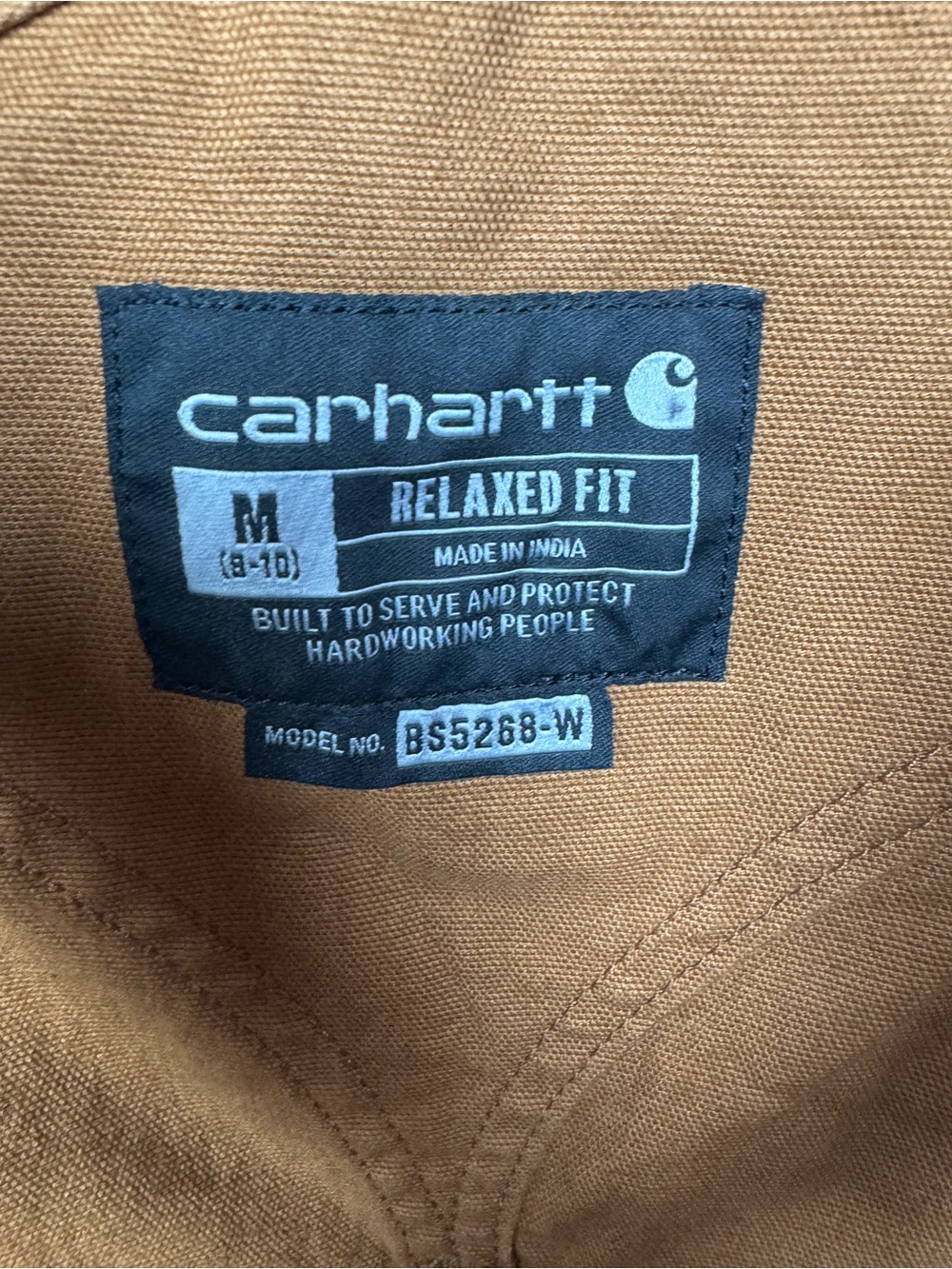 New Carhartt Women’s Tan Rugged Flex Relaxed Fit Canvas Shortall Overalls Medium - Picture 7 of 10